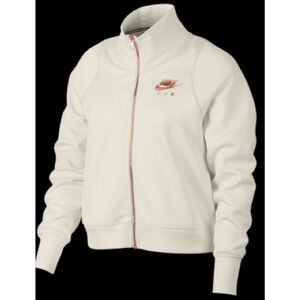 NIKE Women's White/Rose Gold Metallic Air Track Jacket Small 2-8